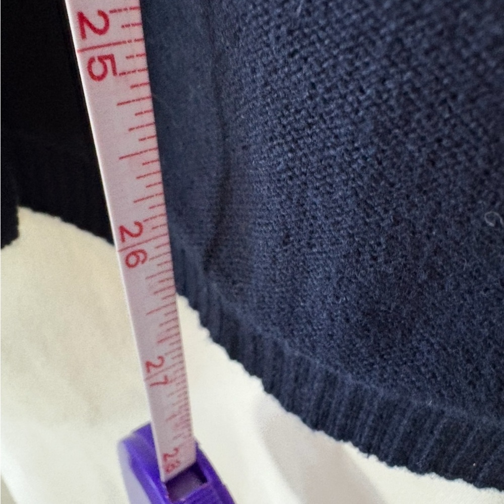 Talbots Elegant Navy Blue Women's Embroidered Cardigan - Picture 2 of 6